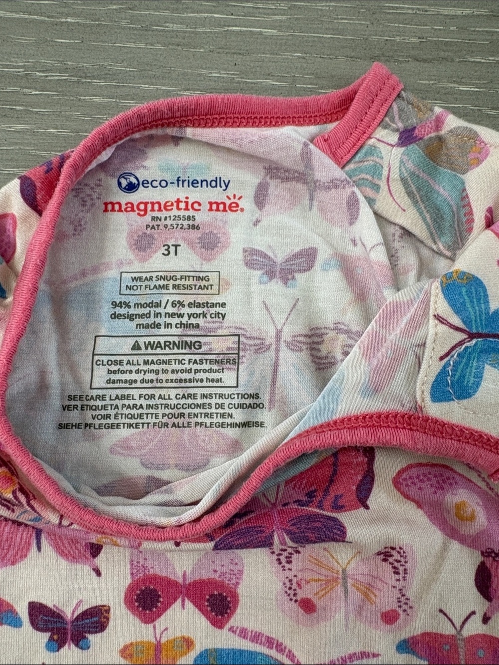 Magnetic Me Pink Butterfly Print Pajama Set 3T - Picture 2 of 8
